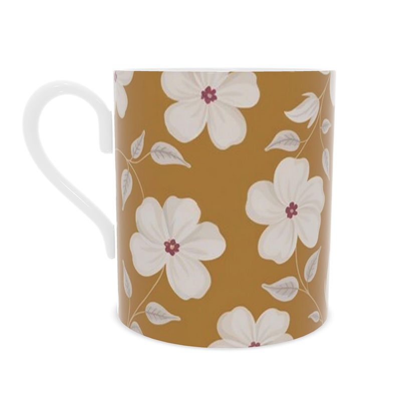 Amber Floral Fine Bone China Mug - Exquisite Drinkware