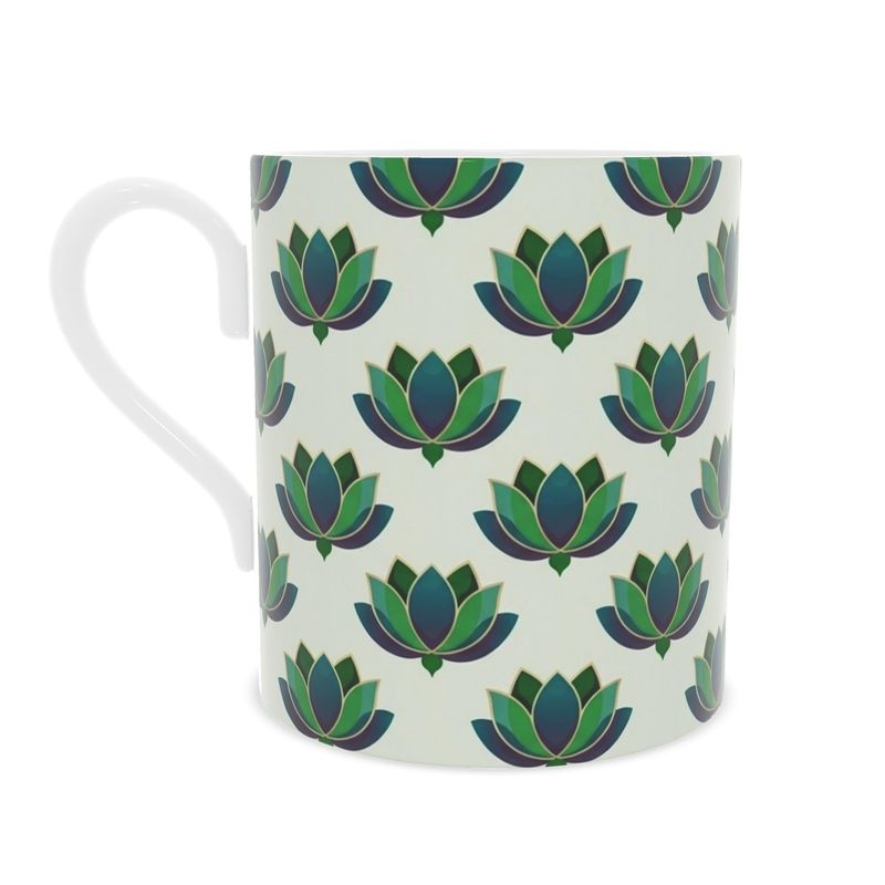 Luxury Lotus Flower Fine Bone China Mug | Elegant Tea Coffee Cup