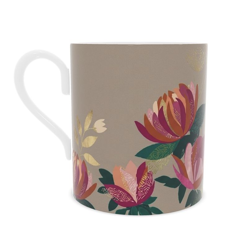 Luxury Fine Bone China Mug with Wild Floral Design