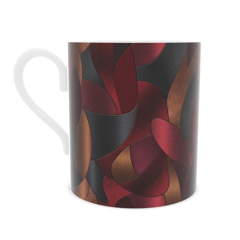 Elegant Bone China Mug with Luxury Velvet Geometric Design