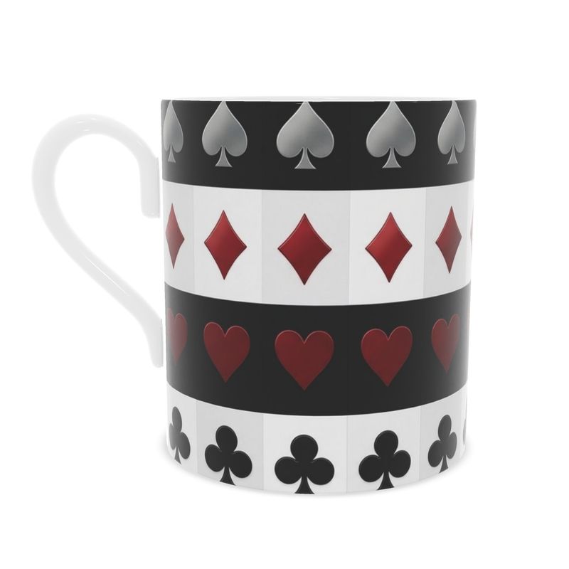 Playing Card Fine Bone China Mug - Ideal for Game Night Gatherings