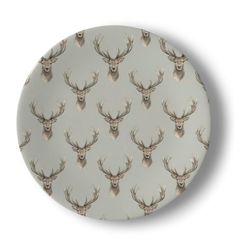 Highland Stag Bone China Plate - Elegant Wildlife Dinnerware