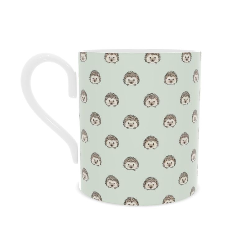 Fine Bone China Mug | Country Hedgehog Design in Soft Green