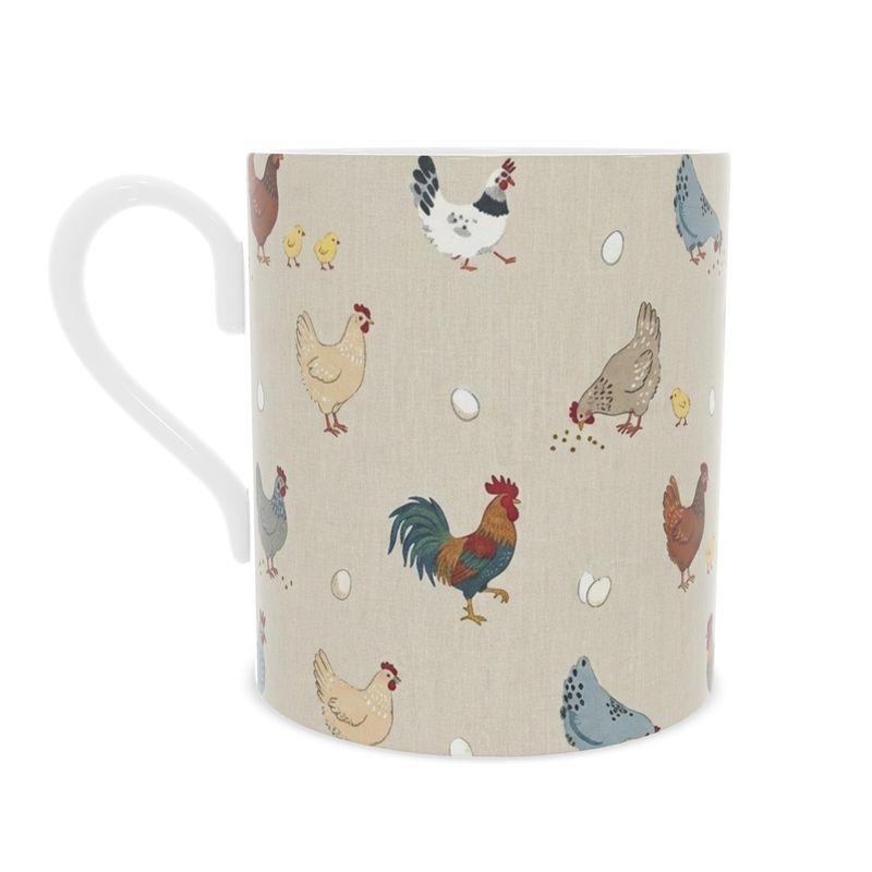 Country Chickens Fine Bone China Mug - Rustic Farmhouse Drinkware