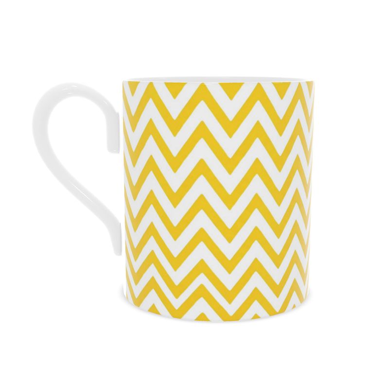 Chic Amalfi Yellow Geometric Mug | Fine Bone China Coffee Mug