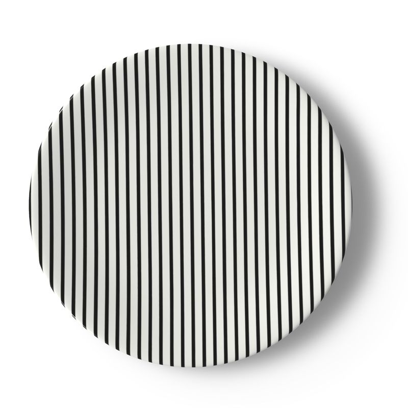 Chic Noir Black & White Stripe Bone China Plate for Modern Dining