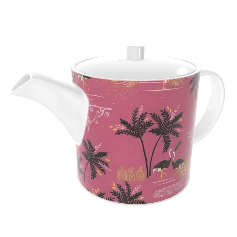 Charming Ostrich Pink Bone China Tea Pot for Tea Lovers