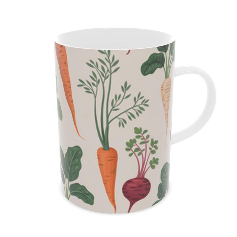 Colorful Garden Veg Pattern Delicate Bone China Mug
