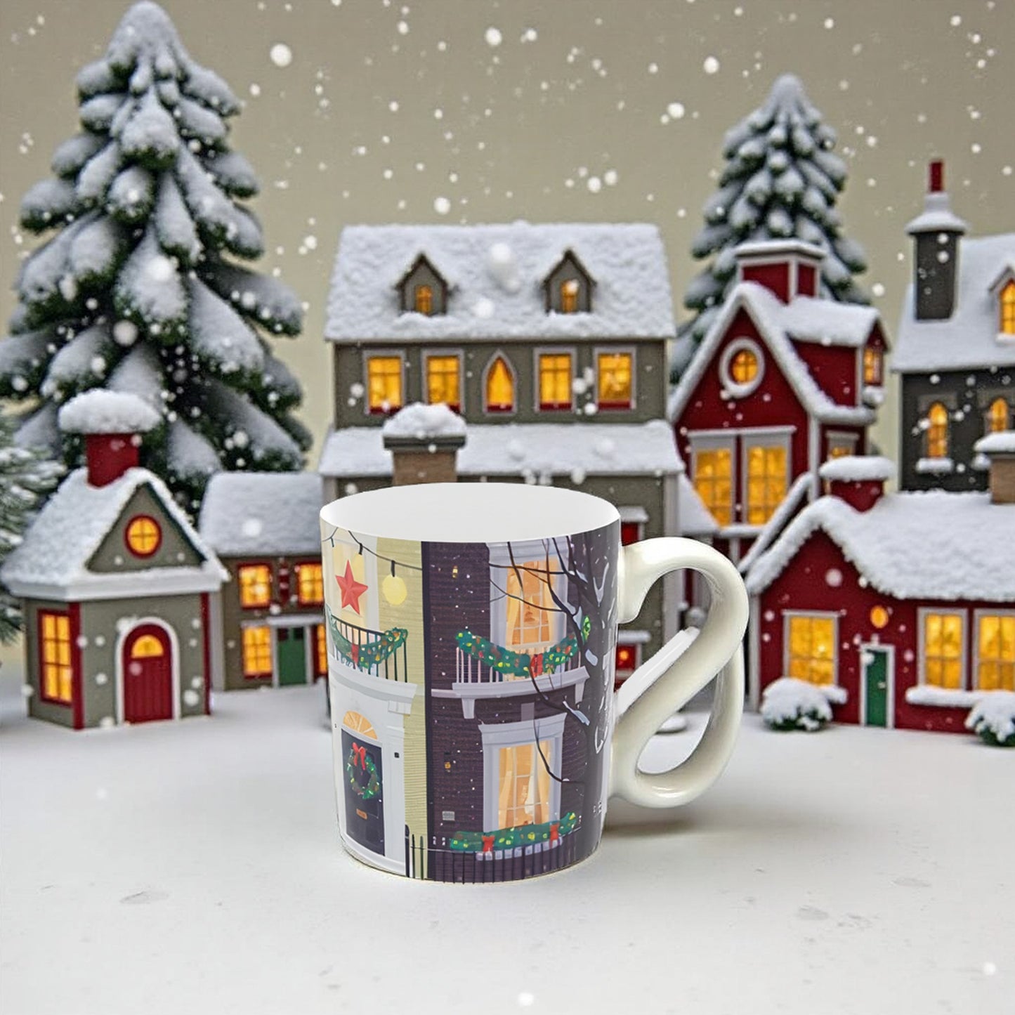 Festive Christmas in London Bone China Mug - Gift for Travelers