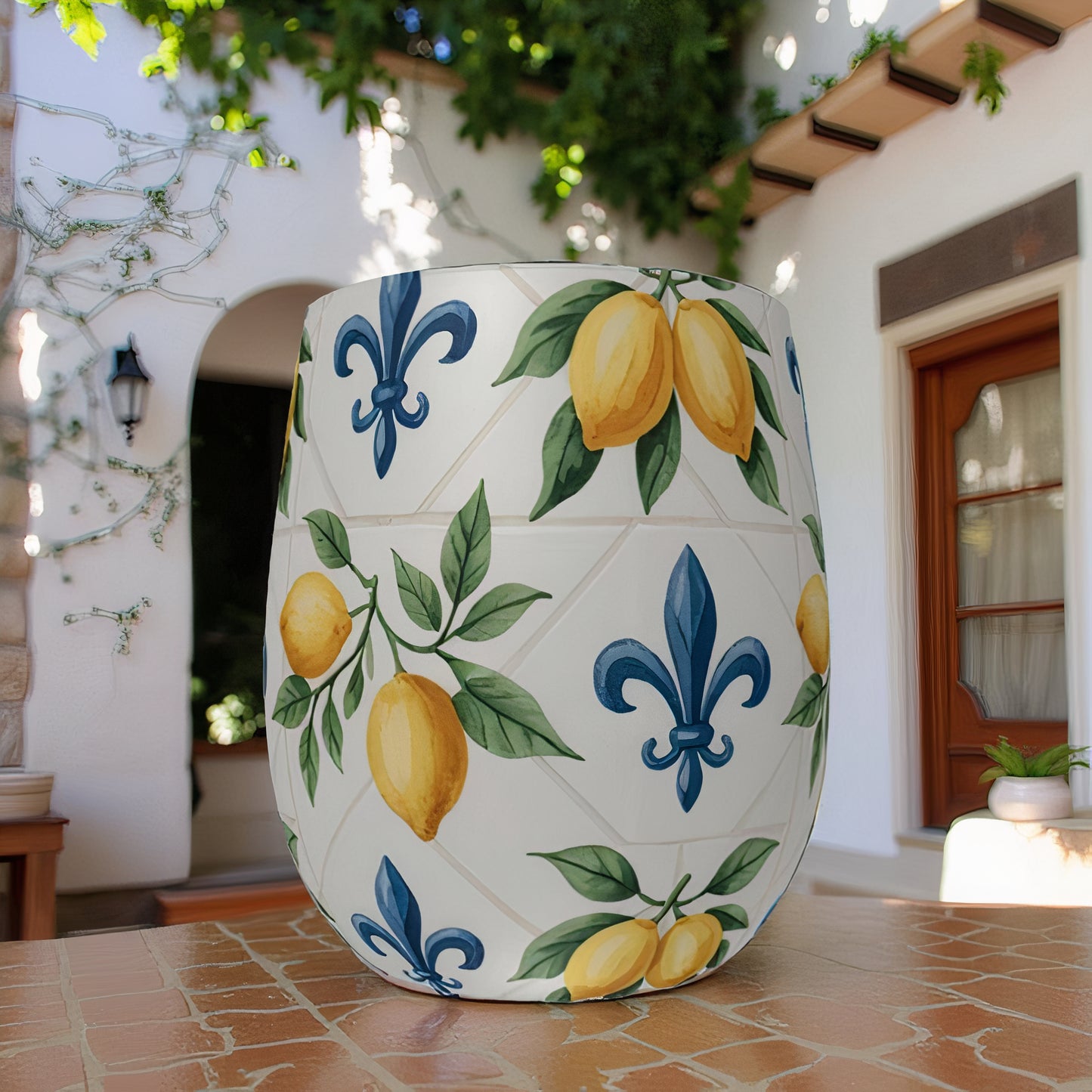 Citrus Summer Vibes Crystal Glass - Handblown Mediterranean Lemon Design