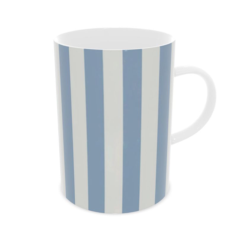 Elegant Blue & White Stripes Fine Bone China Mug