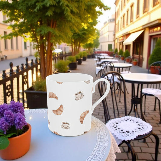 Chic Bone China Mug for Morning Coffee and Croissant Lovers