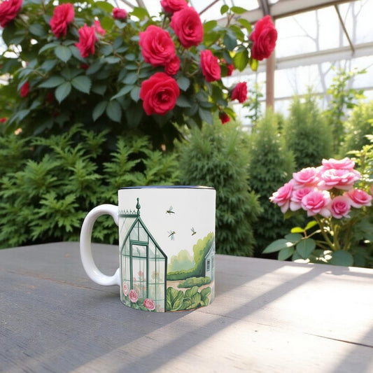 Vintage-Inspired Gardening Greenhouse Mug in Bone China