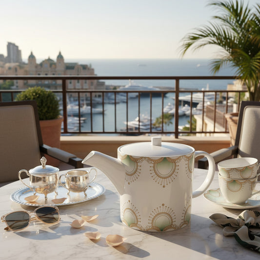 Monaco Gold Tea Pot - Elegant Fine Bone China Teapot with Delicate Design