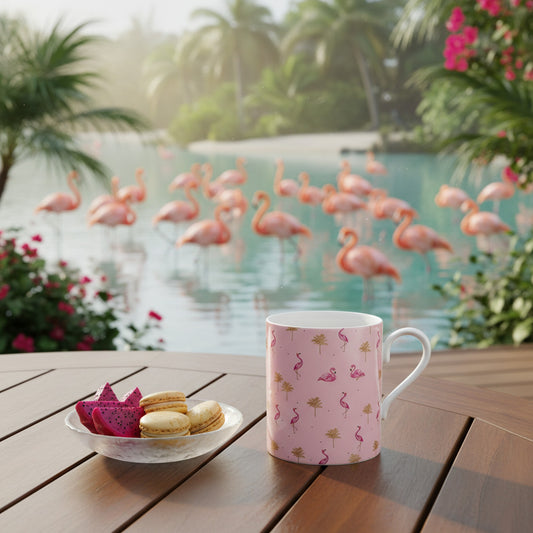 Pink Flamingo Fine Bone China Mug - Elegant Tropical Drinkware