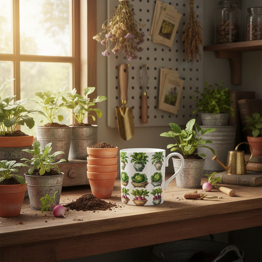 Elegant Fine Bone China Mug for Gardeners - Floral Design