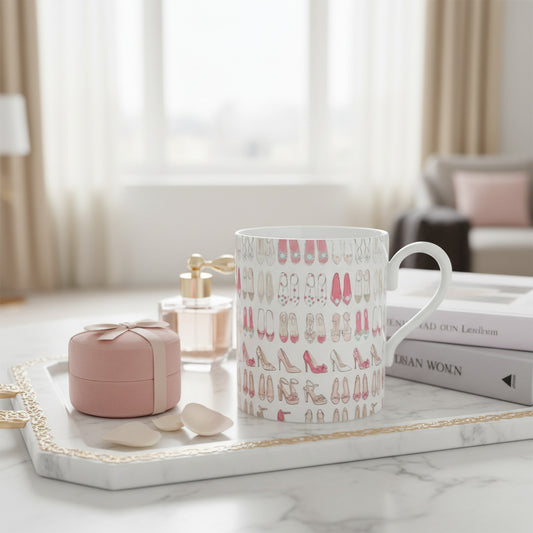 Shoe Lover's Fine Bone China Mug - Chic Drinkware for Fashion Fans
