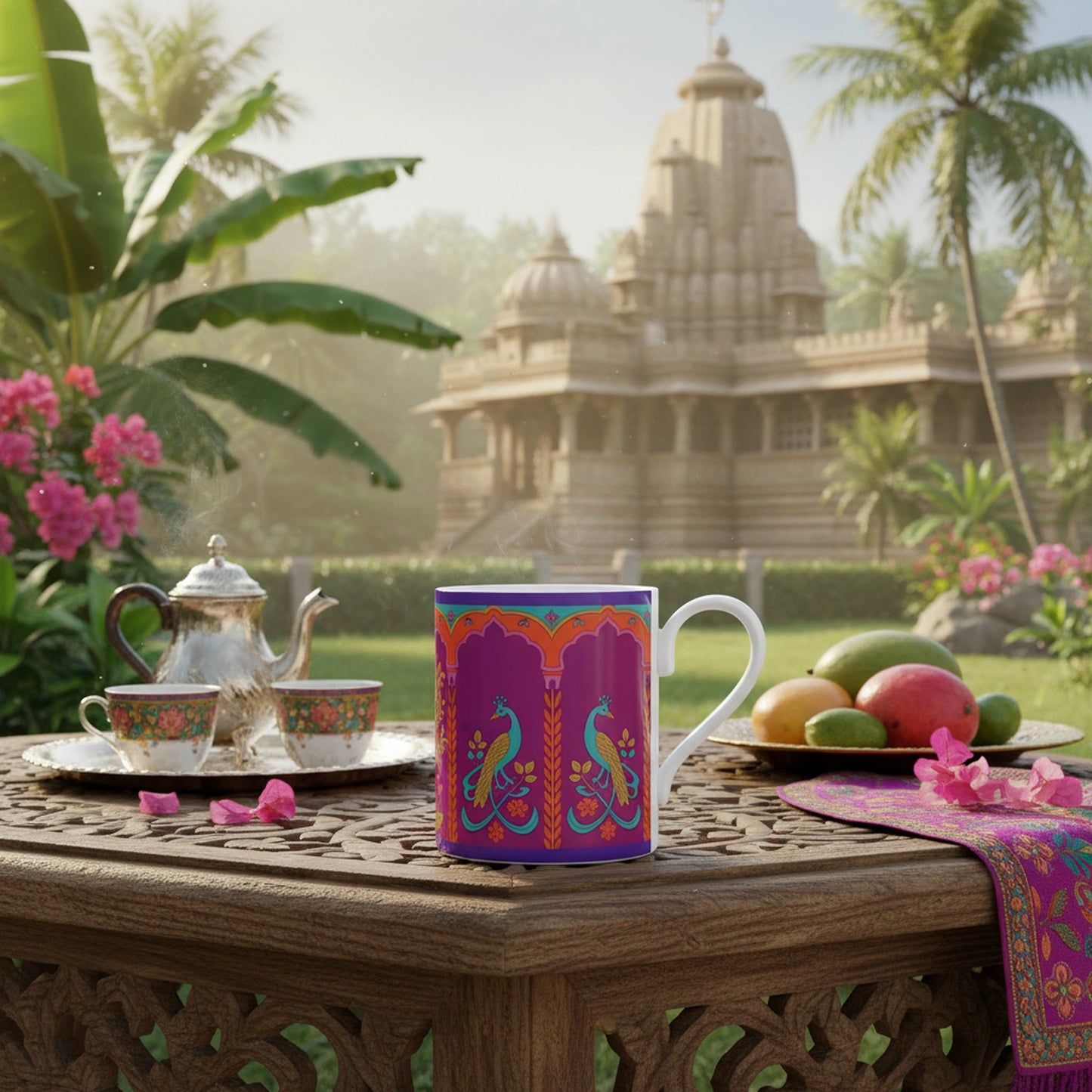 Luxury Peacock Fine Bone China Mug - Unique Asian-Inspired Drinkware