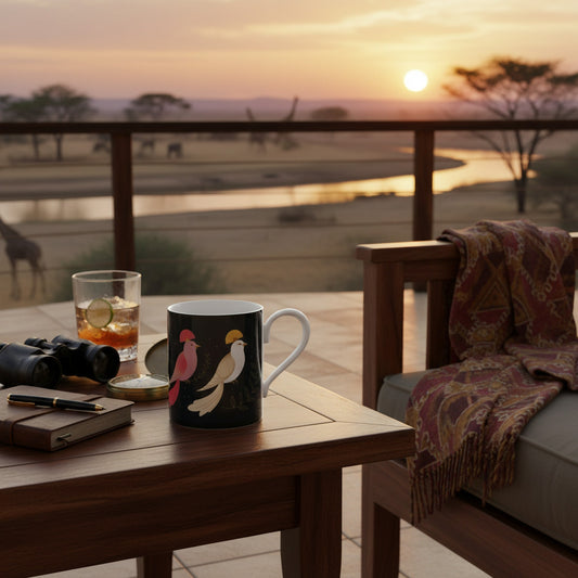 Luxury Vibrant Dynasty Fine Bone China Mug | Exotic Birds Design