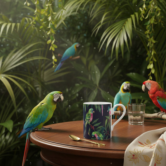 Vibrant Parrot Fine Bone China Mug - Luxury Gift for Bird Lovers