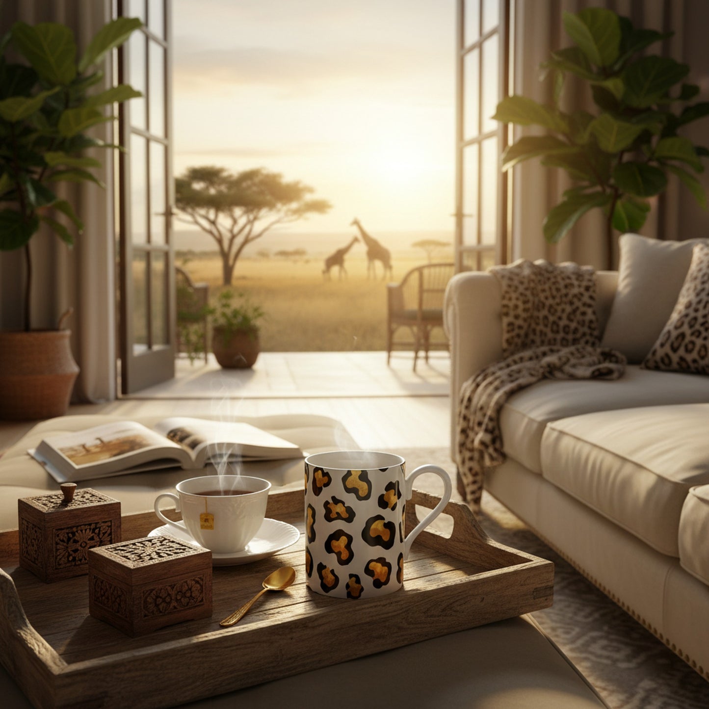 Exquisite Fine Bone China Mug with Leopard Pattern