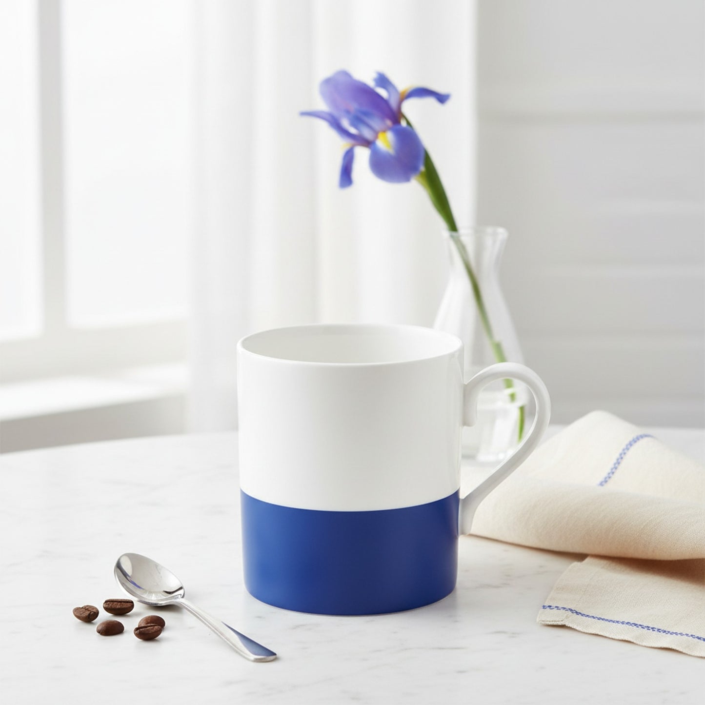 Blue Aura Fine Bone China Mug - Elegant Coffee Cup