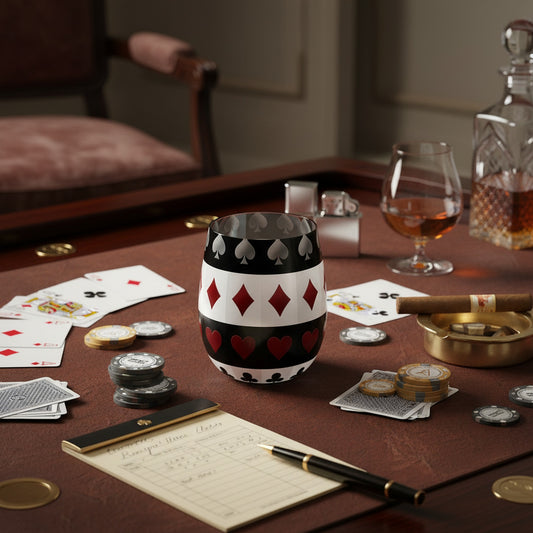 Elegant Playing Card & Crystal Water Glass for Game Nights