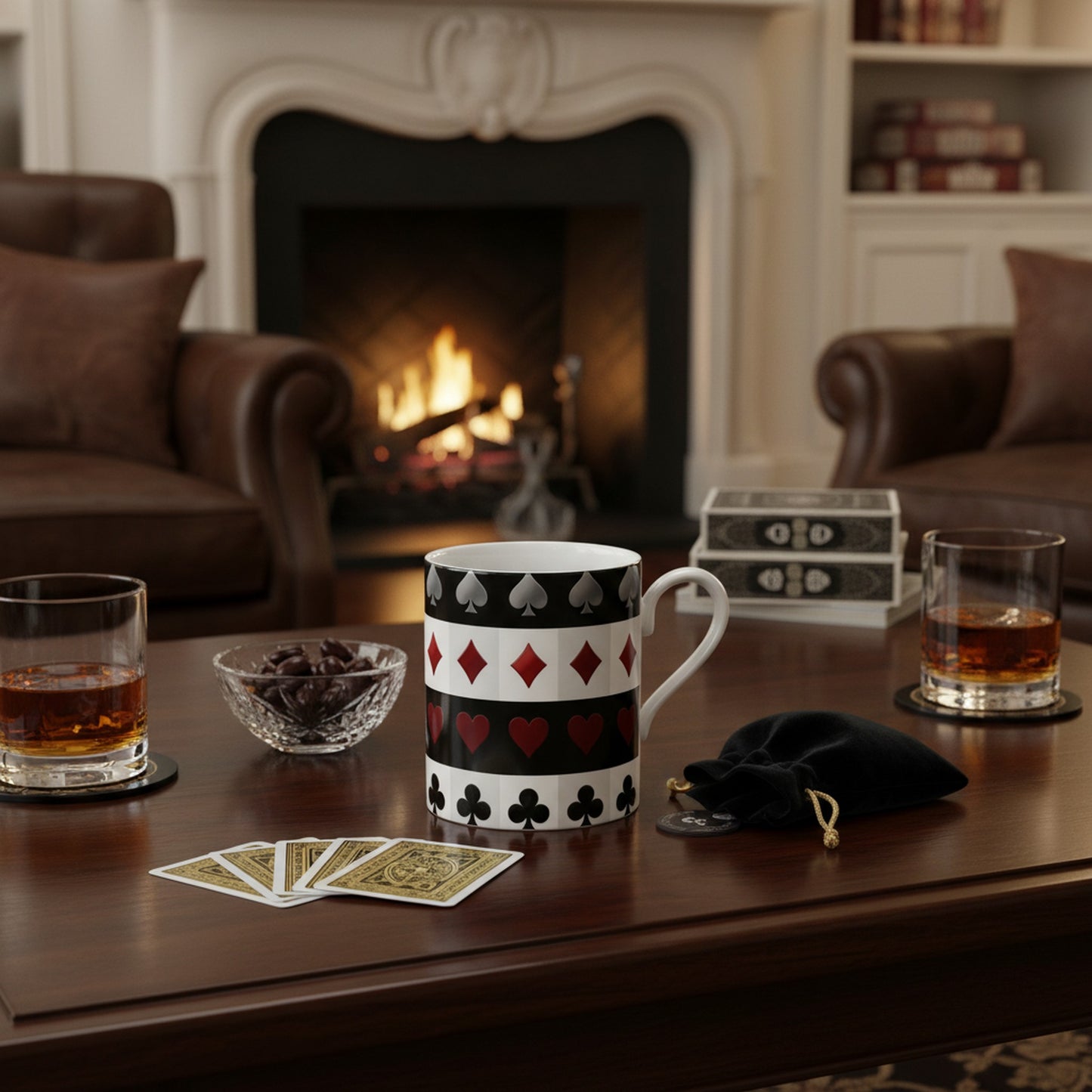 Playing Card Fine Bone China Mug - Ideal for Game Night Gatherings