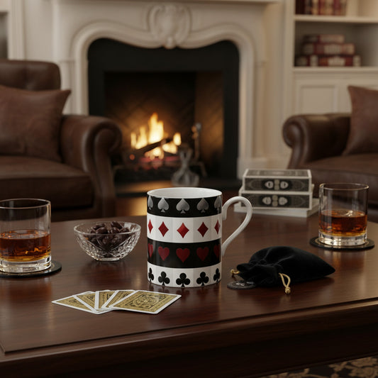 Playing Card Fine Bone China Mug - Ideal for Game Night Gatherings