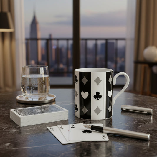 Unique Fine Bone China Cup for Playing Cards - Game Night Essential