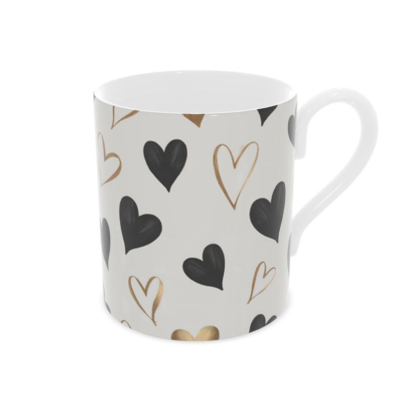 Elegant Mug Black & Gold Hearts - Coffee Lover's Gift