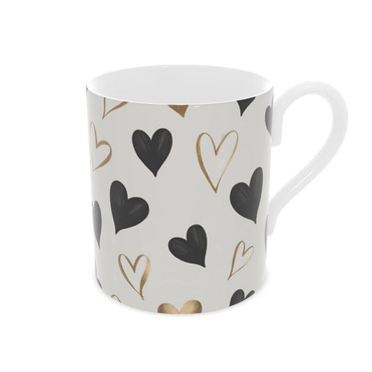 Elegant Mug Black & Gold Hearts - Coffee Lover's Gift