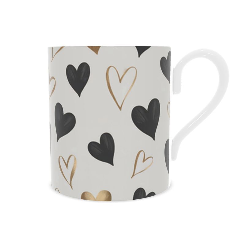 Elegant Mug Black & Gold Hearts - Coffee Lover's Gift