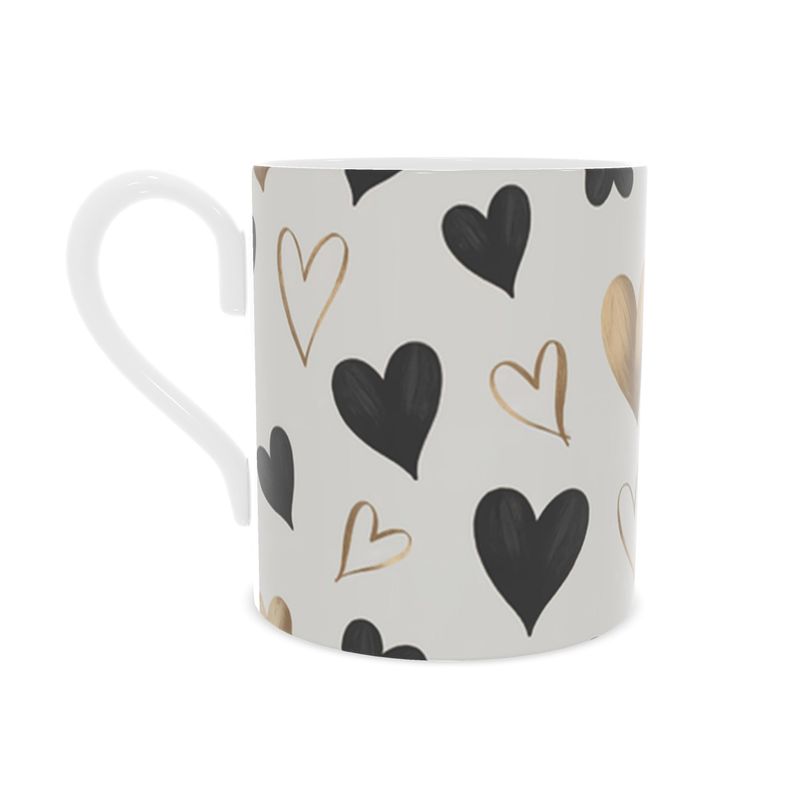 Elegant Mug Black & Gold Hearts - Coffee Lover's Gift