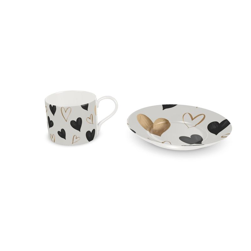 Chic Designer Hearts Bone China Coffee Mug - Gift for Coffee Lovers