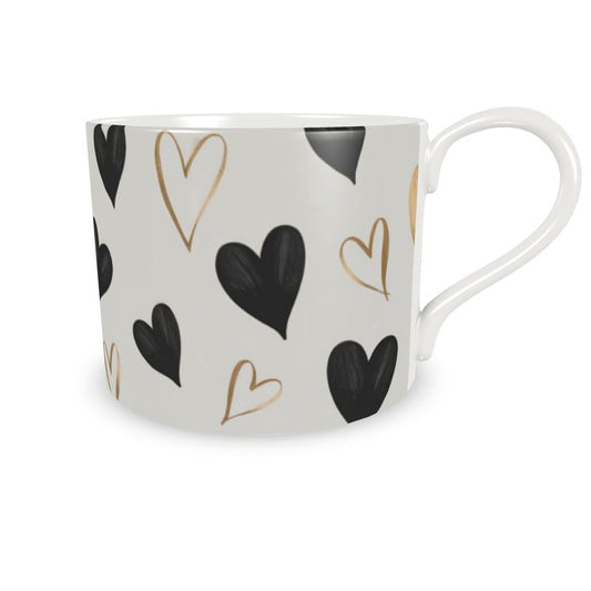 Chic Designer Hearts Bone China Coffee Mug - Gift for Coffee Lovers