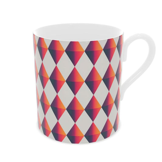 Colorful Vintage Style Fine Bone China Mug - Designer Collectible