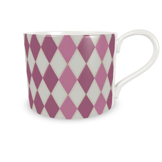 Handcrafted Pink Luxury Designer Harlequin Fine Bone China Coffee Cup