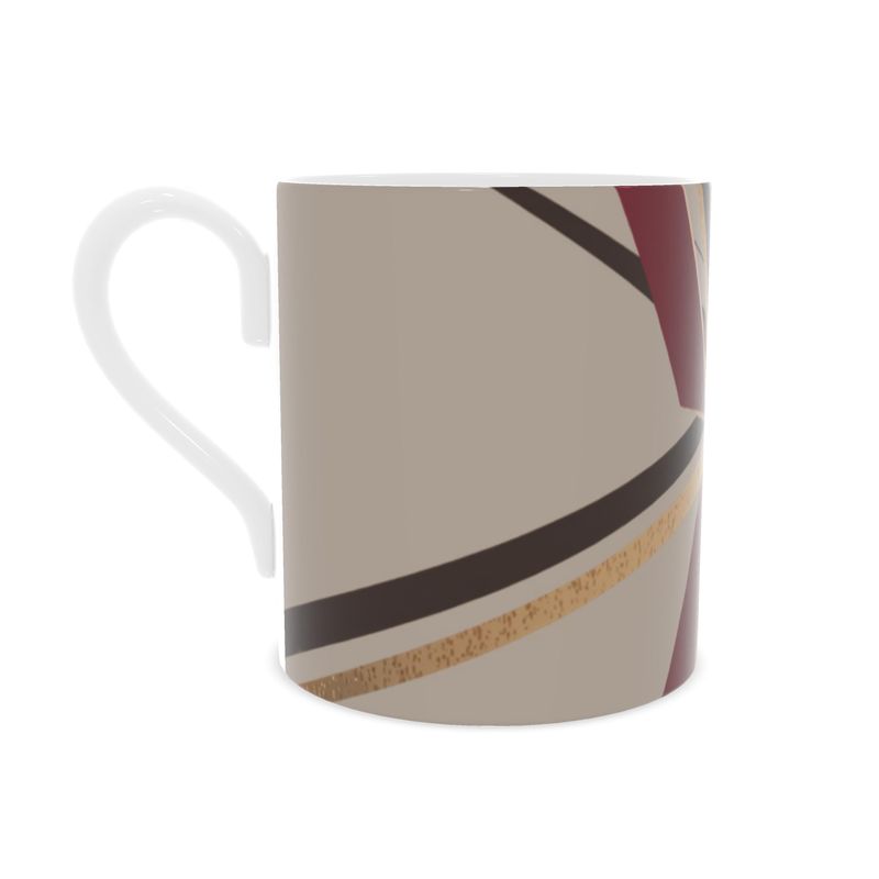 Elegant Taupe Ribbon Striped Mug - Fine Bone China Luxury