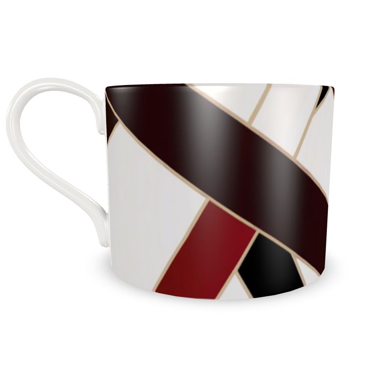 Elegant Monaco Burgandy Ribbon Fine Bone China Coffee Cup