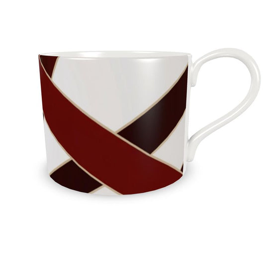 Elegant Monaco Burgandy Ribbon Fine Bone China Coffee Cup