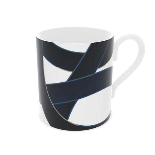 Elegant Fine Bone China Navy Blue Abstract Mug