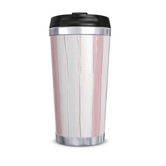 Chic Pink & White Designer Travel Mug