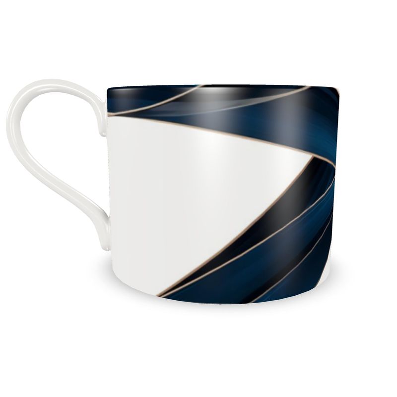 Designer Navy Ribbon Coffee Cup - Monaco Bone China