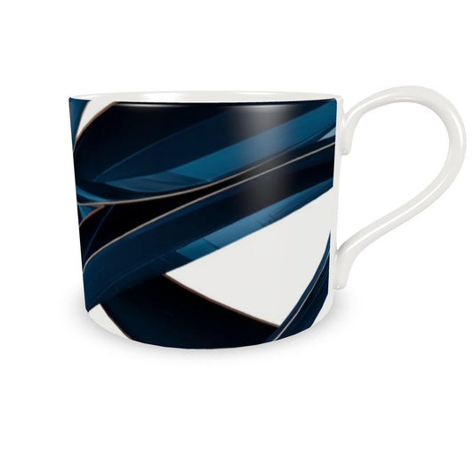 Designer Navy Ribbon Coffee Cup - Monaco Bone China