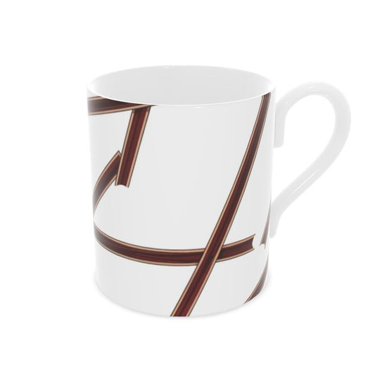 Fine Bone China Mug with Stunning Burgandy and Gold Geometric Details