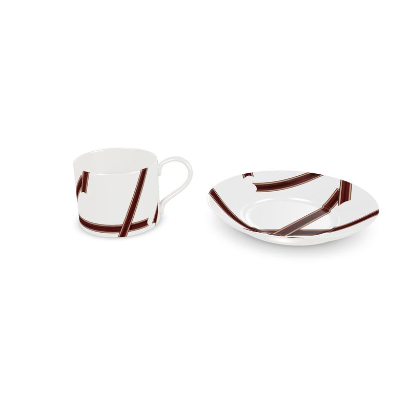 Elegant Monaco Burgundy and Gold Fine Bone China Coffee Cup
