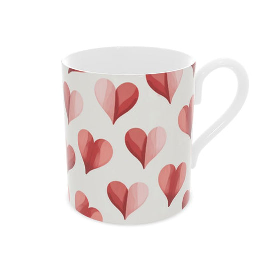 Multicoloured Heart Motif Fine Bone China Mug