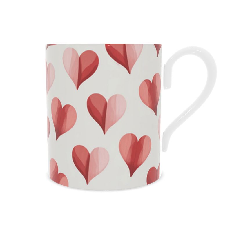 Multicoloured Heart Motif Fine Bone China Mug