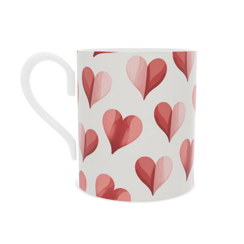 Multicoloured Heart Motif Fine Bone China Mug